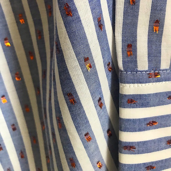 BODEN Embroidered Relaxed Metallic Striped Shirt - Picture 11 of 14